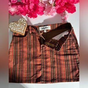 Brown and Pink Mini Pencil Skirt with Cut Out